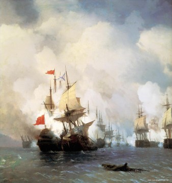 Buque de guerra Painting - batalla de aivazovskiy en el estrecho de hiosskiy 1848